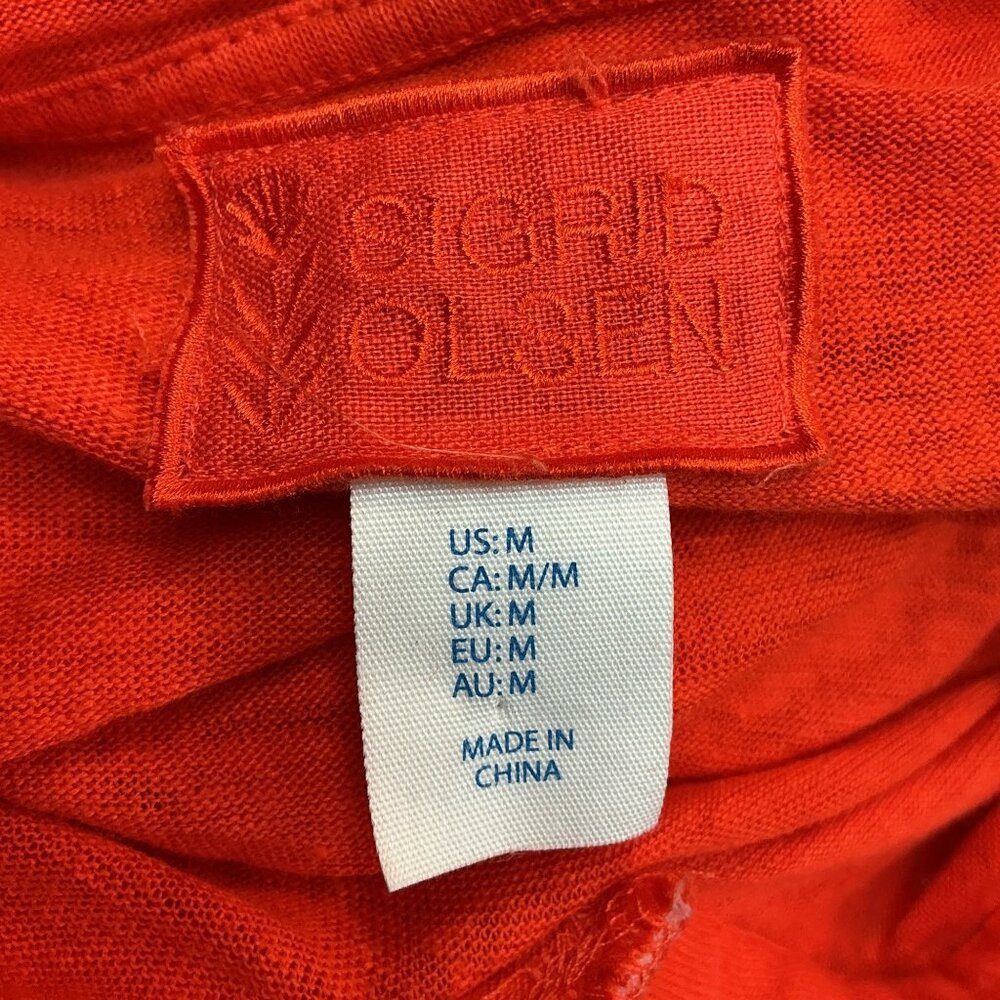 Sigrid Olsen Orange Hooded Linen Top With Tassels Womens Medium - Picture 8 of 10